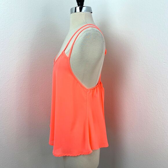 Rue 21 Neon Orange Semi-Sheer Tank Top XL Strapy Bow Whimsy Fairy Boho Layer Y2K - Picture 4 of 8